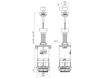 Арматура спускная АНИ Пласт WC7040 шток ручка пластиковая белая
