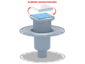 Трап для душа АНИ Пласт THQ5902 DN50 вертикальный регулируемый с сухим затвором и решёткой из нержавеющей стали 100х100 мм