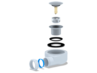 Сифон для душевого поддона АНИ Пласт E450CLGS 1 1/2 дюйма 50 мм высота 53 мм клик-клак гриб с сеткой