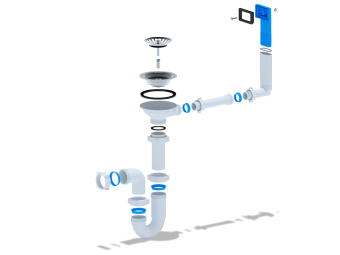 Сифон для мойки АНИ Пласт D0145 3 1/2 дюйма 40 мм прямоточный с жестким переливом