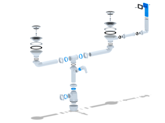 Сифон для мойки АНИ Пласт Грот A3545 3 1/2 дюйма 40 мм двойной с жестким переливом и отводом для стиральной машины