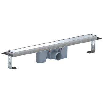 Трап линейный из нержавеющей стали АНИ Пласт TLZ2165G DN50 с комбинированным затвором глянцевой решёткой Штиль 650х65 мм