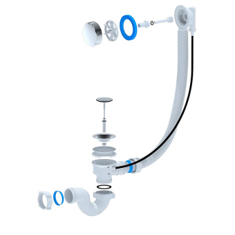 Перелив полуавтомат с прямоточным сифоном АНИ Пласт EMS701 эконом 580 мм с гибкой трубой
