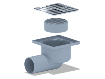 Трап для душа АНИ Пласт TQ5102 DN50 горизонтальный нерегулируемый с сухим затвором и решёткой из нержавеющей стали 100х100 мм