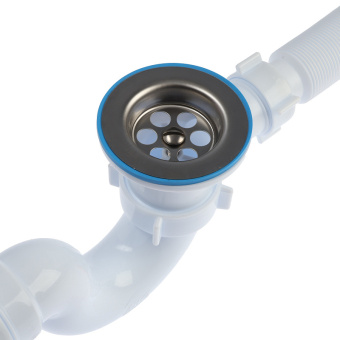 Сифон для ванны АНИ Пласт Варяг C6155 1 1/2 дюйма 40 мм регулируемый с гибкой трубой 40х50 мм