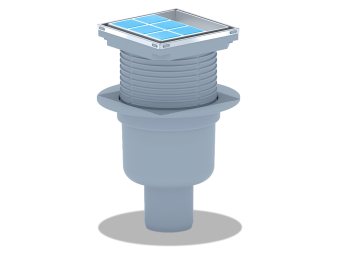 Трап вертикальный регулируемый АНИ Пласт TA5902 выпуск 50 мм с решеткой из нержавеющей стали 100х100 мм под плитку