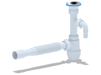 Cифон для раковины АНИ Пласт Юнг BM1315 1 1/4 дюйма 32 мм c отводом для стиральной машны и гибкой трубой 32х32/40 мм