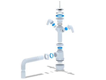 Сифон для мойки АНИ Пласт Грот A1105 1 1/2 дюйма 40 мм с двумя отводами для стиральной машины с гибкой трубой 40х40 мм