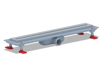 Трап линейный пластиковый АНИ Пласт TL1255M выпуск 40 мм решётка Риф матовая нержавеющая сталь 550 мм