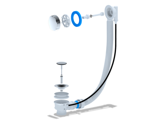 Перелив полуавтомат для ванны АНИ Пласт EM401 580 мм пластиковая хромированная ручка