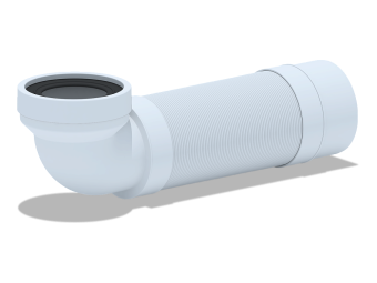 Удлинитель гибкий для унитаза АНИ Пласт K732R угол 90 градусов выпуск 110 мм 365-1085 мм