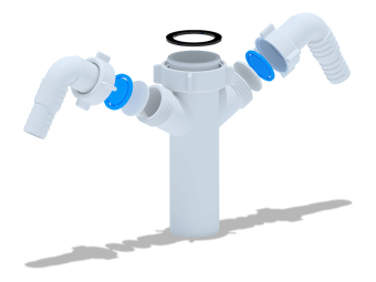 Отвод для стиральной и посудомоечной машины АНИ Пласт M145 двойной 1 1/2 дюйма х 40 мм