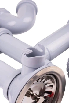 Cифон для мойки АНИ Пласт F серия F7500S 3 1/2 дюйма 40 мм двойной смещенный с гибким переливом и отводом для стиральной машины