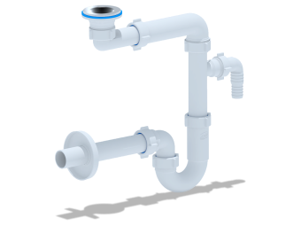 Сифон для раковины АНИ Пласт DB5303 1 1/4 дюйма 32 мм с отводом для стиральной машины с прямой трубой 32 мм