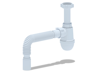 Сифон для мойки АНИ Пласт C0125 1 1/2 дюйма 40 мм без выпуска с гибкой трубой