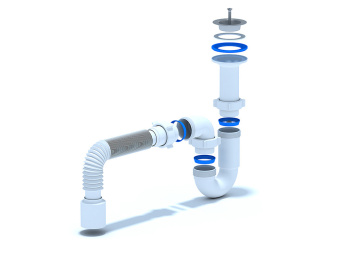 Сифон для мойки АНИ Пласт D0510 1 1/2 дюйма 40 мм прямоточный с гибкой трубой 40х50 мм