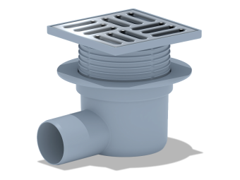 Трап для душа АНИ Пласт TQ5614 DN50 горизонтальный регулируемый с сухим затвором и решёткой из нержавеющей стали 120х120 мм