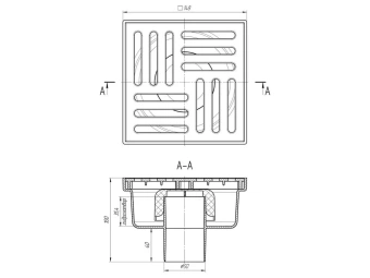 Трап вертикальный нерегулируемый АНИ Пласт TA5210 выпуск 50 мм с решеткой из пластика 150х150 мм