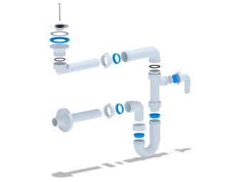 Сифон для раковины АНИ Пласт DB5303 1 1/4 дюйма 32 мм с отводом для стиральной машины с прямой трубой 32 мм