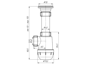 Сифон для мойки АНИ Пласт Грот A0100 1 1/2 дюйма 40 мм