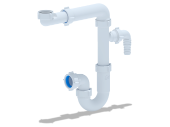 Сифон для раковины АНИ Пласт DB5320 1 1/4 дюйма 32 мм без выпуска с отводом для стиральной машины