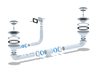 Набор АНИ Пласт L0115 для двойного сифона с выпуском 3 1/2 дюйма