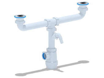 Сифон для мойки АНИ Пласт Грот A3500 1 1/2 дюйма 40 мм двойной с отводом для стиральной машины