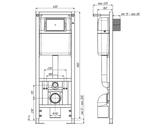 Система скрытой установки унитаза АНИ Пласт WC1010 1300х400х225 мм