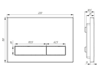 Клавиша смыва АНИ Пласт для инсталляции, плоская кнопка, белый глянец, WPG1500G