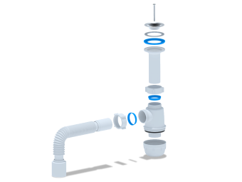 Сифон для мойки АНИ Пласт Грот A0510 1 1/2 дюйма 40 мм с гибкой трубой 40х50 мм