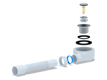 Сифон для душевого поддона АНИ Пласт E455CLS 1 1/2 дюйма 50 мм клик-клак с сеткой с гибкой трубой 40х50 мм