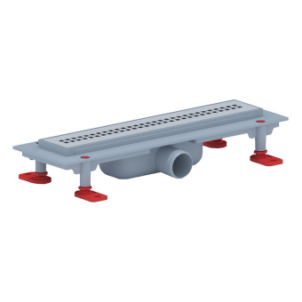 Трап линейный пластиковый АНИ Пласт TLQ1235M DN40 с сухим затвором и матовой решёткой Риф 350х62 мм