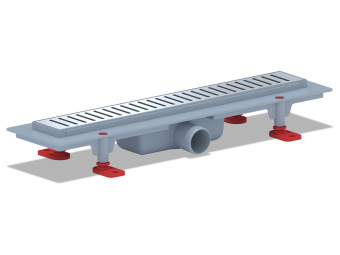 Трап линейный пластиковый АНИ Пласт TL1445G выпуск 40 мм решётка Бимс глянцевая нержавеющая сталь 450 мм