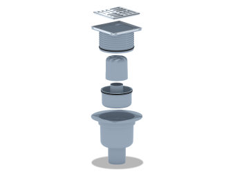 Трап вертикальный регулируемый АНИ Пласт TA5702 выпуск 50 мм с решеткой из нержавеющей стали 100х100 мм