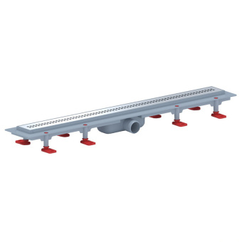 Трап линейный пластиковый АНИ Пласт TLQ1275G DN40 с сухим затвором и глянцевой решёткой Риф 750х62 мм