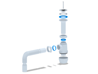 Сифон для мойки АНИ Пласт Грот A0505 1 1/2 дюйма 40 мм с гибкой трубой 40х40 мм