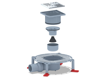 Трап для душа АНИ Пласт TVZ5614 DN50 горизонтальный регулируемый с комбинированным затвором и решёткой из нержавеющей стали 120х120 мм