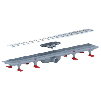 Трап линейный пластиковый АНИ Пласт TLQ1275G DN40 с сухим затвором и глянцевой решёткой Риф 750х62 мм