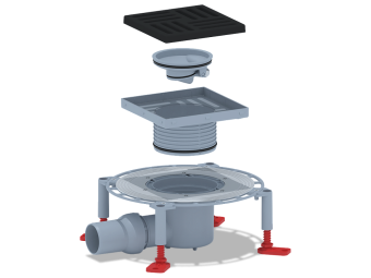 Трап для душа АНИ Пласт THQ5616 DN50 горизонтальный регулируемый с сухим затвором и решёткой из чугуна 150х150 мм