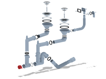 Cифон для мойки АНИ Пласт F серия F3545SA15 1 1/2 дюйма 40 мм двойной с отводом для стиральной машины
