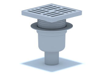 Трап вертикальный регулируемый АНИ Пласт TA5710 выпуск 50 мм с решеткой из пластика 150х150 мм