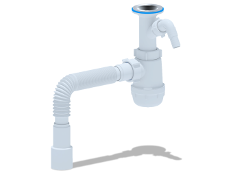 Сифон для мойки АНИ Пласт Грот A2015 1 1/2 дюйма 40 мм с отводом для стиральной машины с гибкой трубой 40х40/50 мм