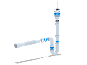 Сифон для раковины АНИ Пласт DB1016 1 1/4 дюйма 32 мм прямоточный с гибкой трубой 32х40/50 мм