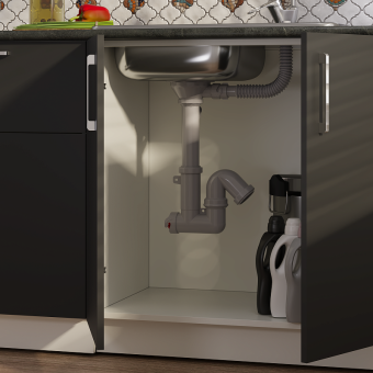 Cифон для мойки АНИ Пласт F серия F1045S 3 1/2 дюйма 40 мм с гибким переливом и отводом для стиральной машины