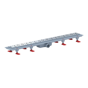 Трап линейный пластиковый АНИ Пласт TLQ1385G DN40 с сухим затвором и глянцевой решёткой Бриз 850х62 мм