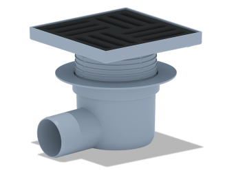 Трап для душа АНИ Пласт TQ5616 DN50 горизонтальный выпуск регулируемый с сухим затвором и решёткой из чугуна 150х150 мм