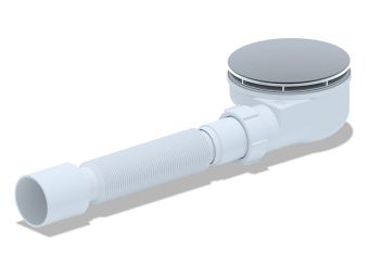 Сифон для душевого поддона АНИ Пласт E355VAL 1 1/2 дюйма 90 мм высота 55 мм вальцовка с гибкой трубой 40х50 мм