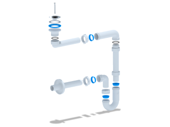 Сифон для раковины АНИ Пласт DB5003 смещенный 1 1/4 дюйма 32 мм с прямой трубой 32х32 мм