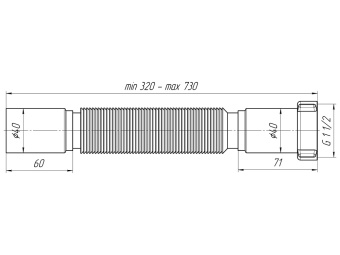 Гибкая труба АНИ Пласт K104 с гайкой 1 1/2 дюйма 40х320-730 мм