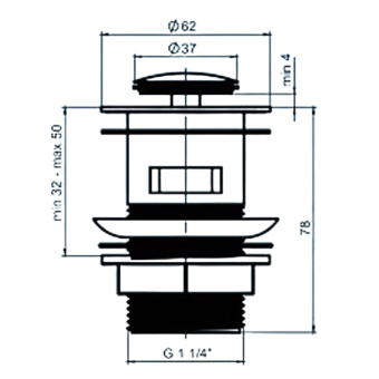 Крышка малая клик-клак АНИ Пласт M0400CL к сифону 1 1/4 дюйма металл хромированный высота 79 мм
